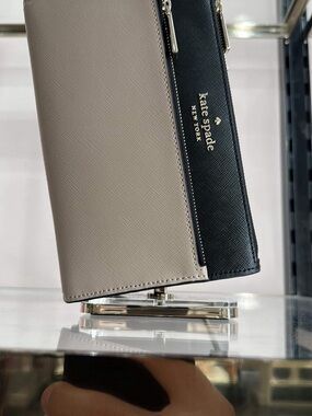 kate spade Two-Tone Black & Taupe Zip Wallet